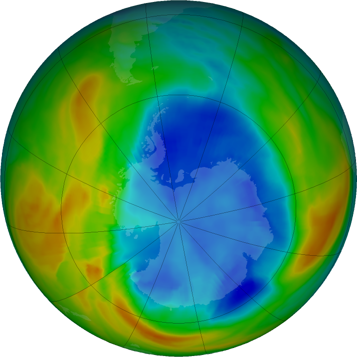 Antarctic ozone map for 25 August 2017